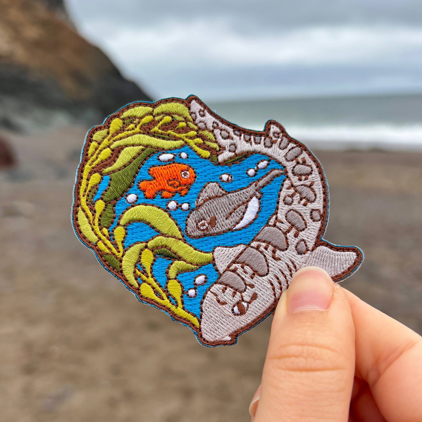 Leopard Shark & Kelp Iron-on Patch