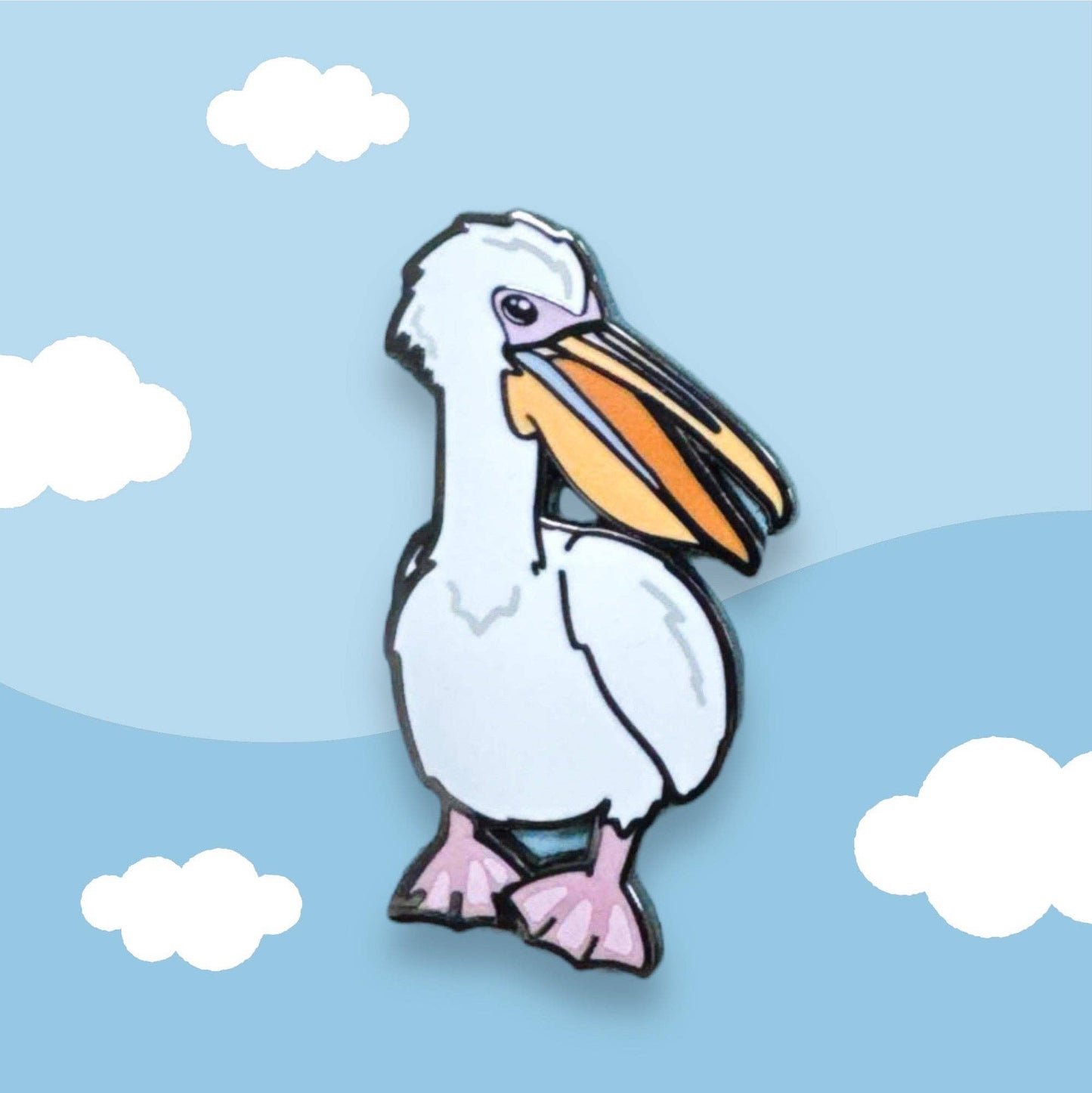 White pelican enamel pin • Patreon exclusive