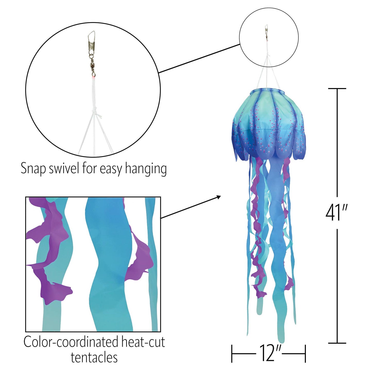40-inch Blue Jellyfish 3D Windsock