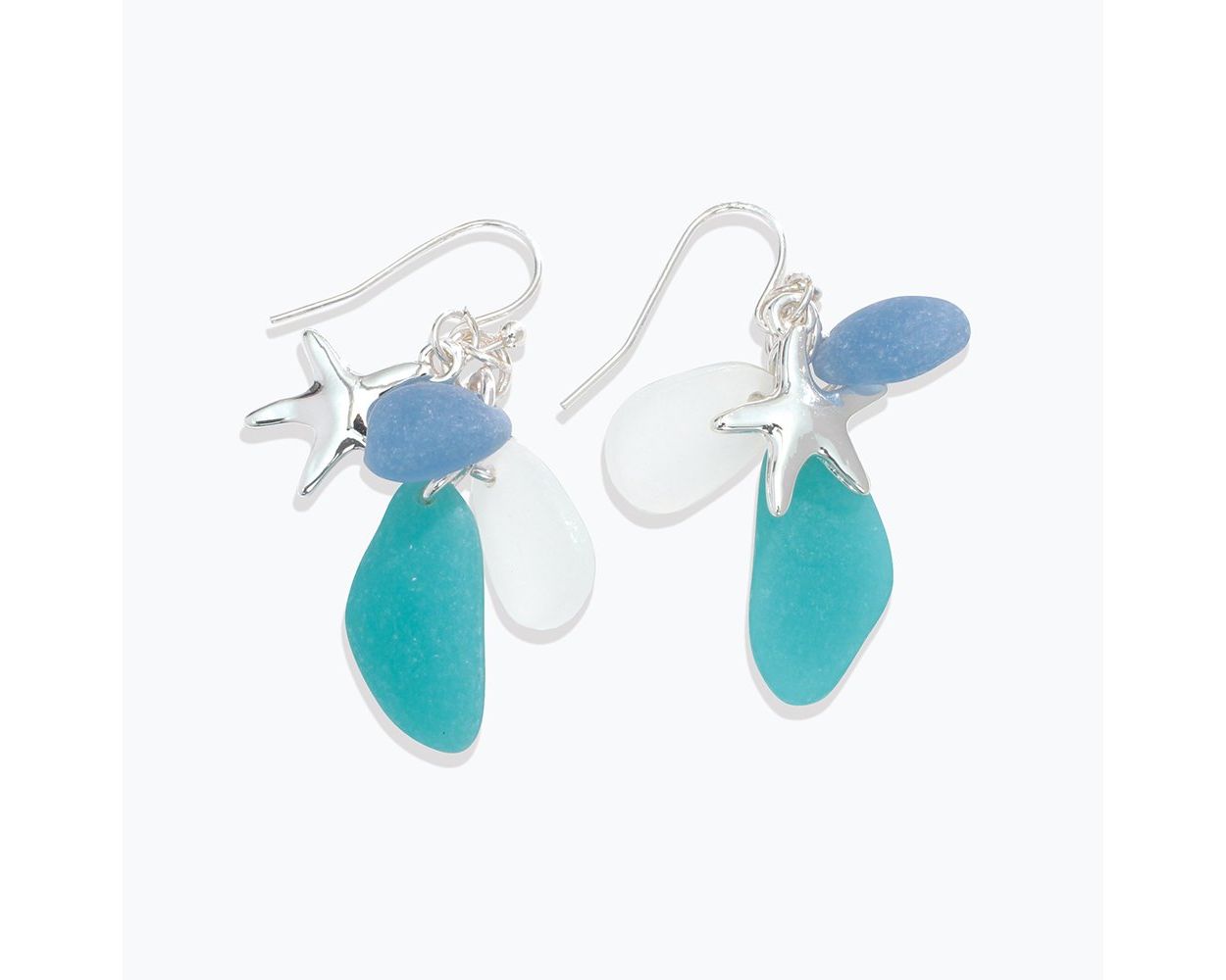 Earrings-Sea Glass w Sil Starfish
