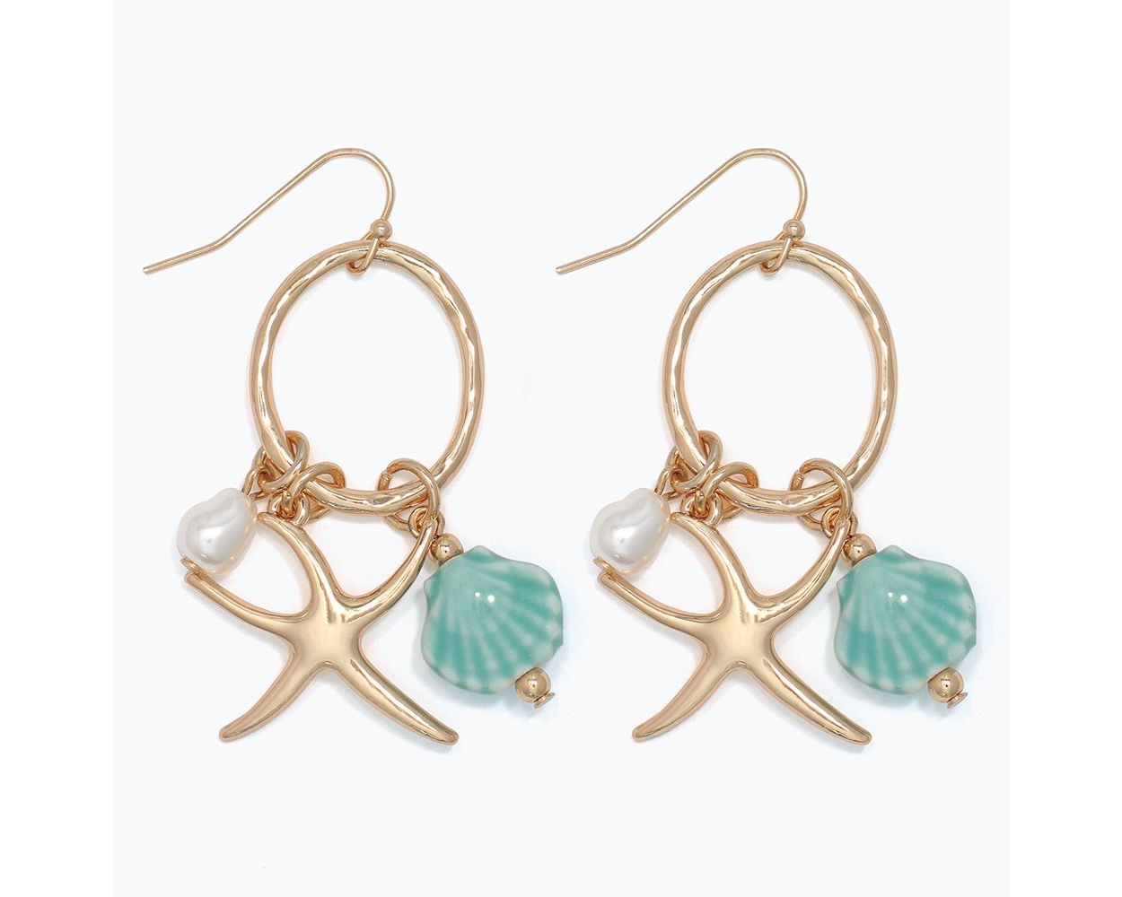 Earrings-Gold+Mint SealifeDrop