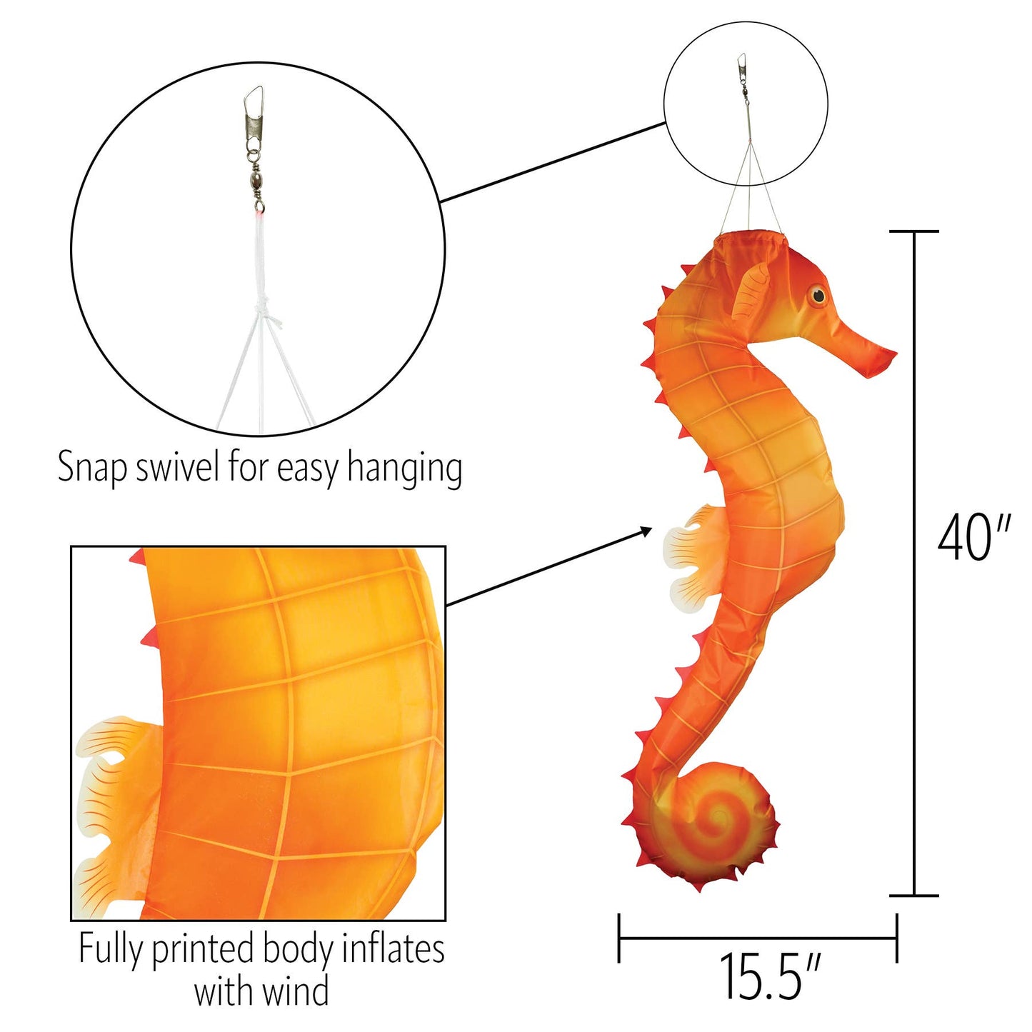 40" Seahorse 3D Windsock