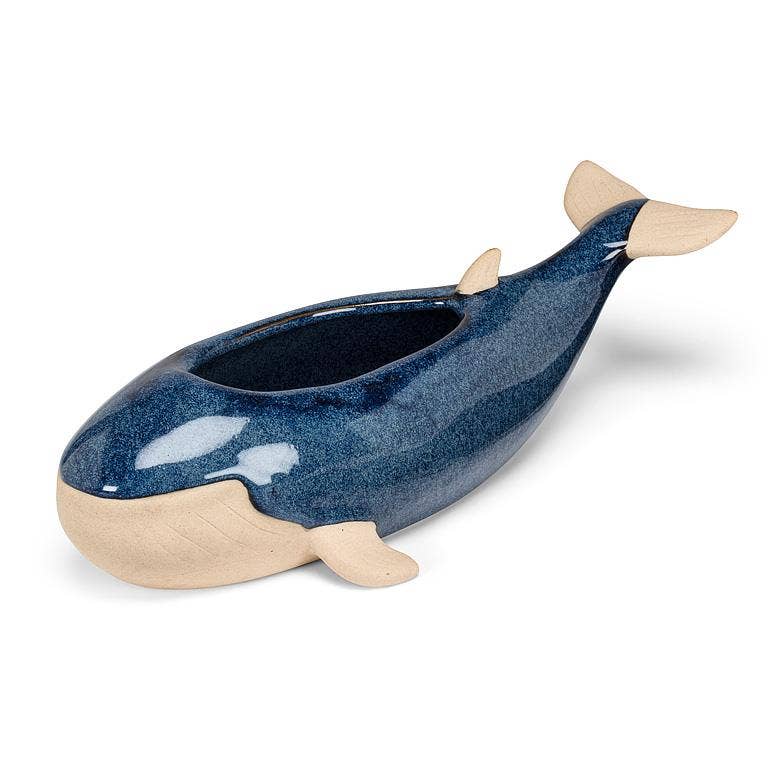 Whale Planter-Blue-12"L