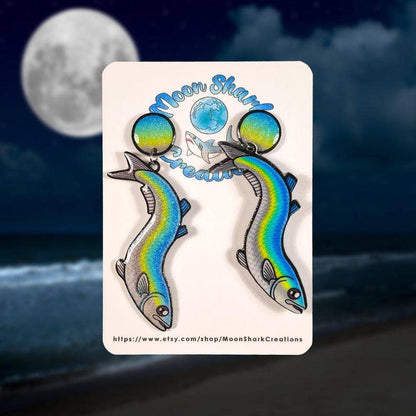 Grunion Fish Shrink Plastic UV Resin Earrings | California Coastal Marine Jewelry
