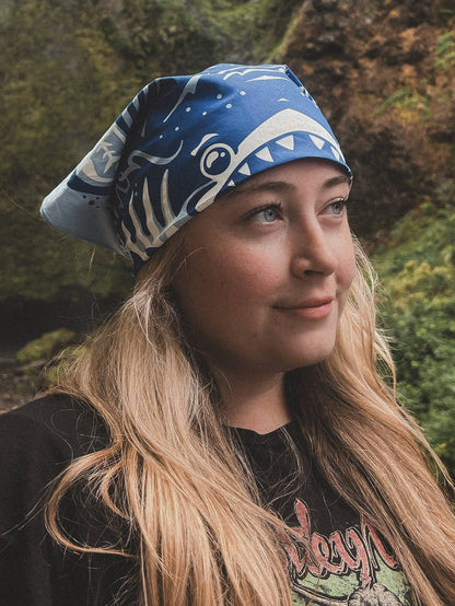 Shark Inspired Bandana- Fishdanas, 22 inch, USA Made