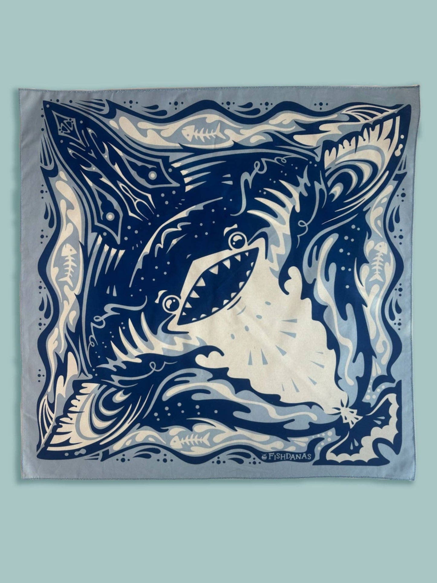 Shark Inspired Bandana- Fishdanas, 22 inch, USA Made