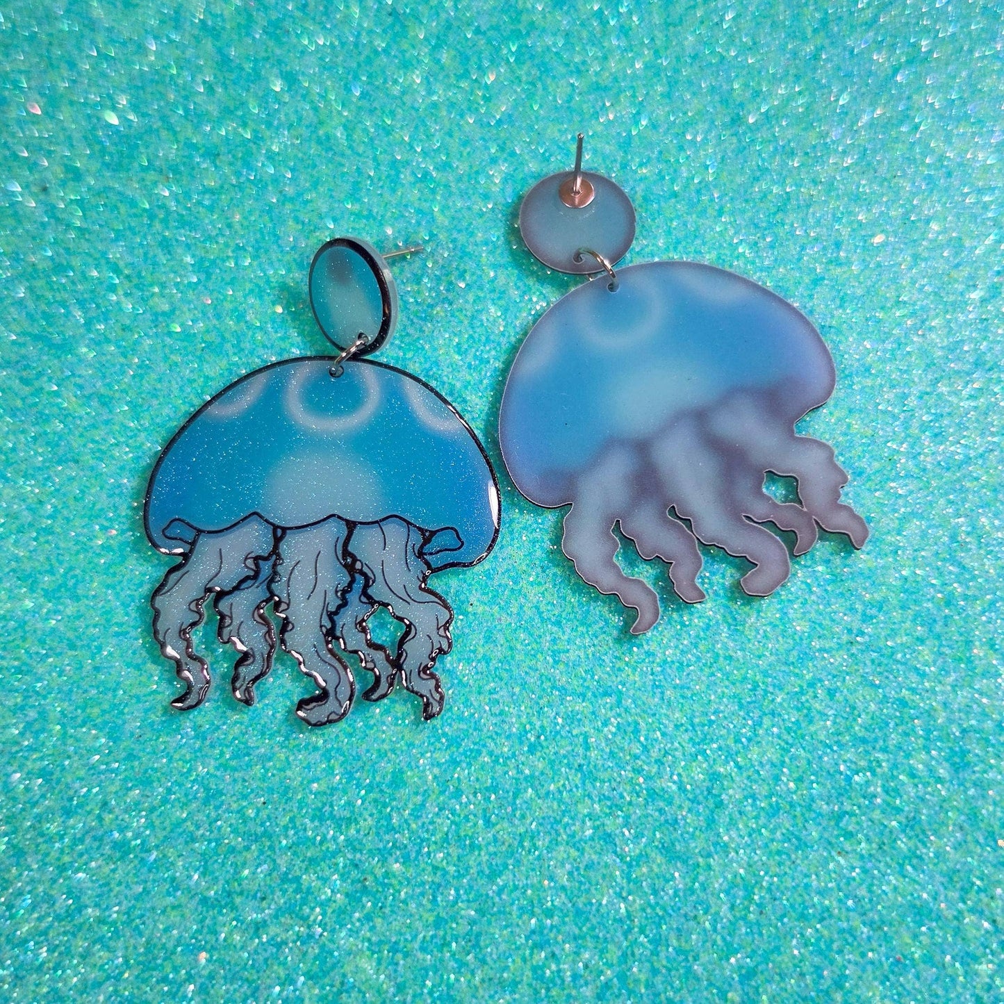 Moon Jellyfish Shrink Plastic UV Resin Earrings