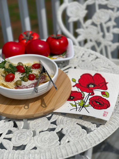 Poppy Flower Swedish Cloth