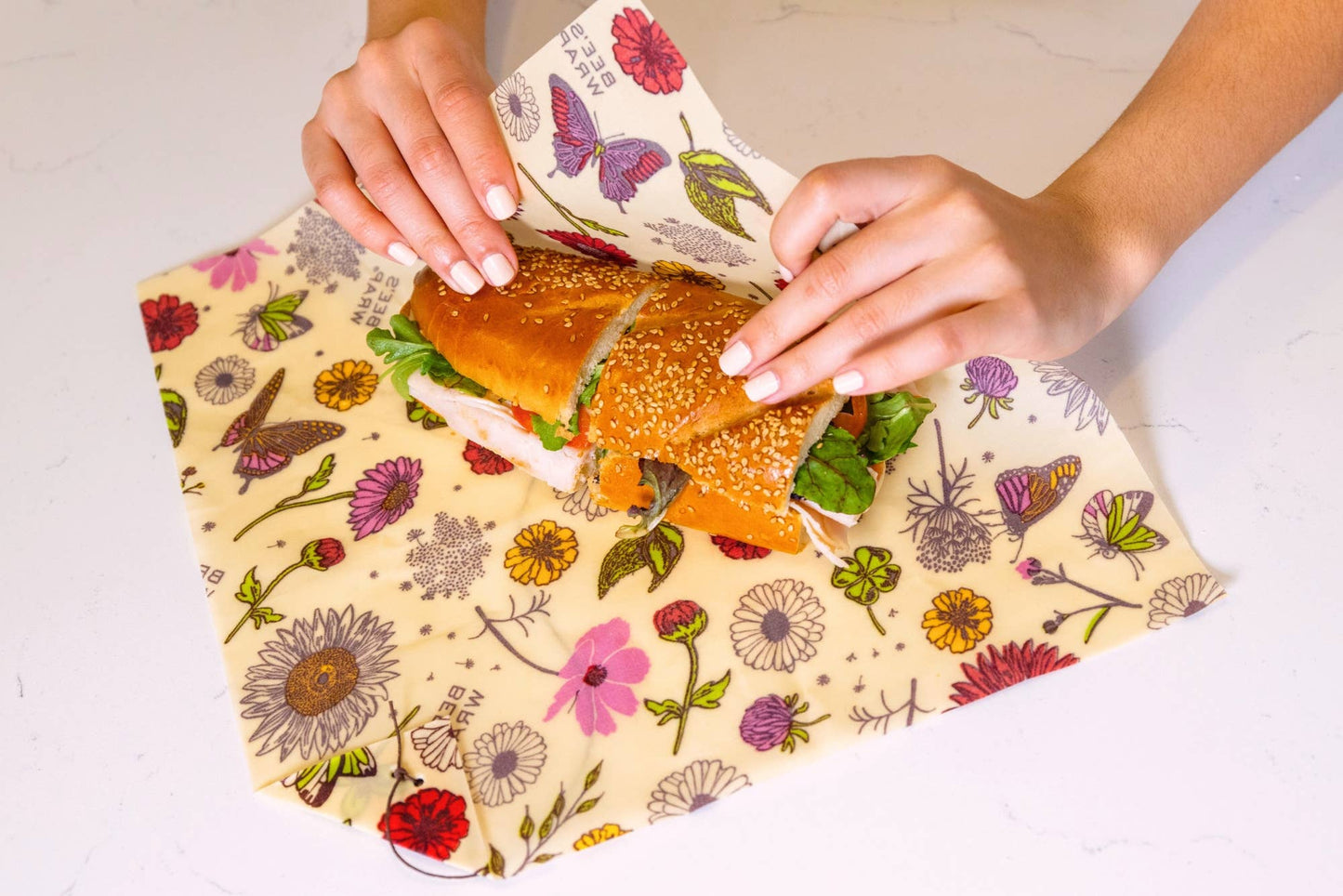 Bees Wrap Reusable Beeswax Sandwich Wrap -Meadow Magic Print