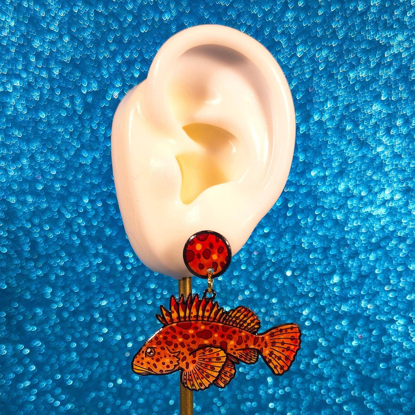 Sculpin Fish UV Resin Earrings | Marine Biology