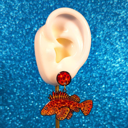 Sculpin Fish UV Resin Earrings | Marine Biology