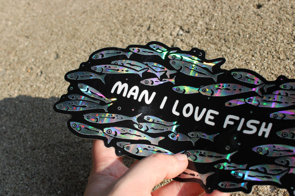 Man I Love Fish Holographic Bumper Sticker