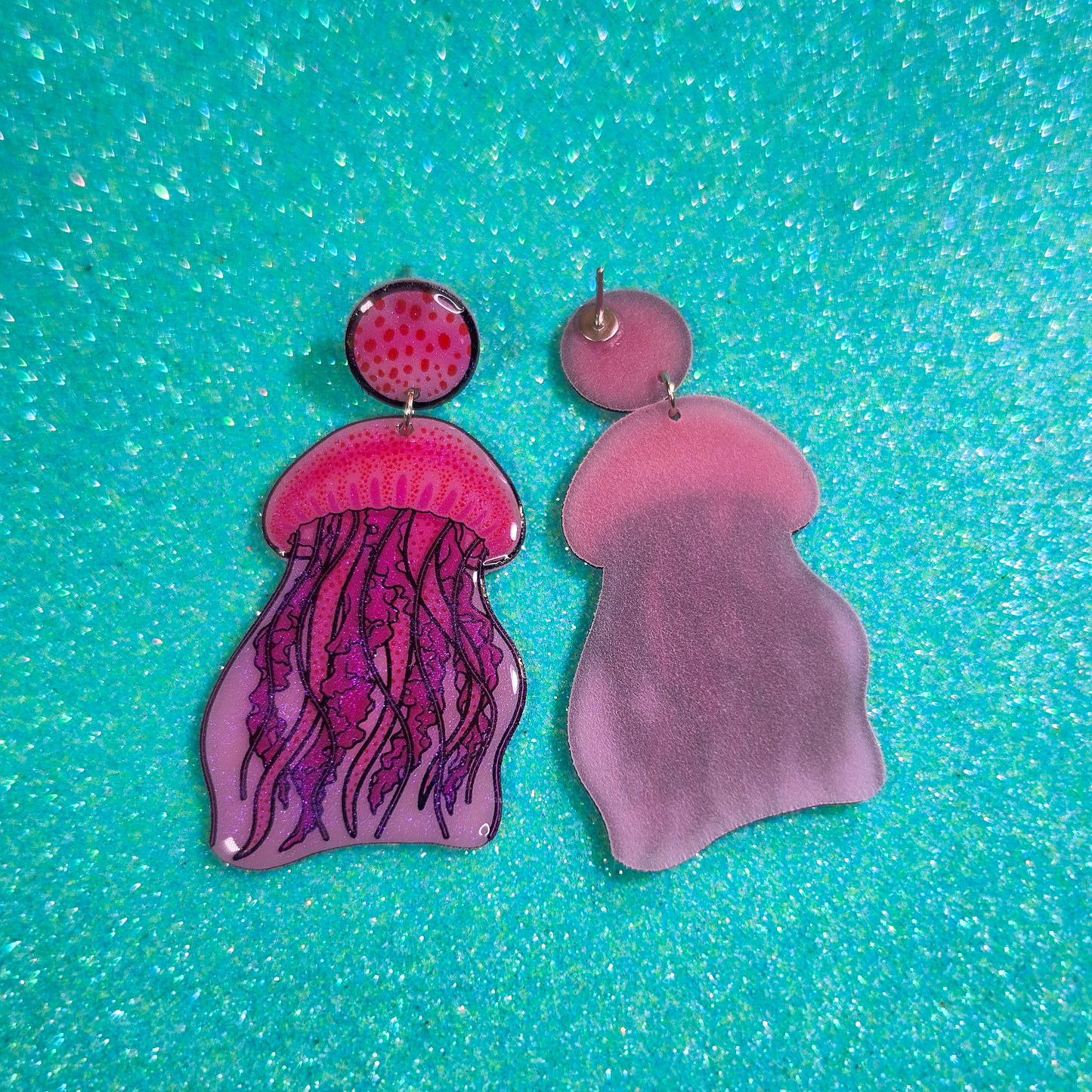 Moon Jellyfish Shrink Plastic UV Resin Earrings