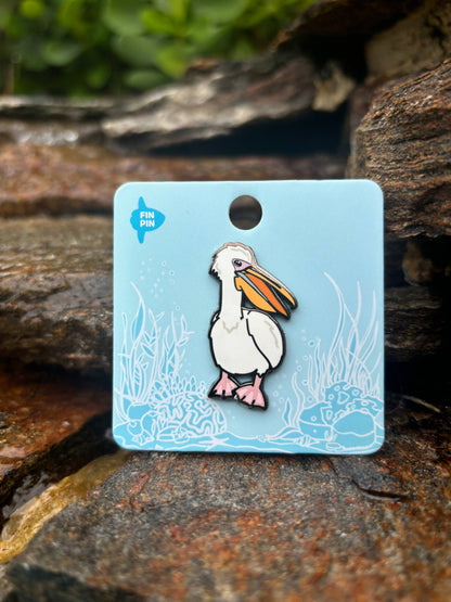 White pelican enamel pin • Patreon exclusive