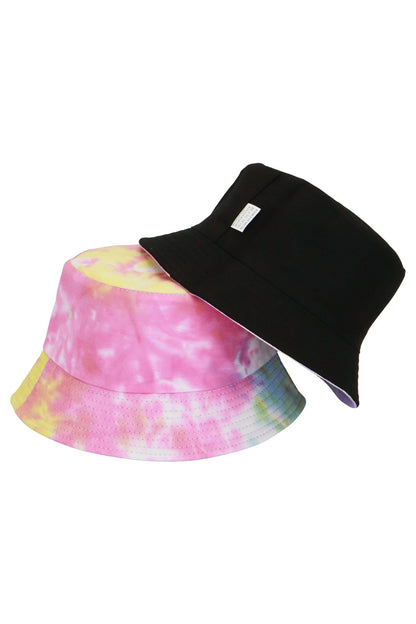 Kids Tie Dye Acid Wash Black Bottom Bucket Hat