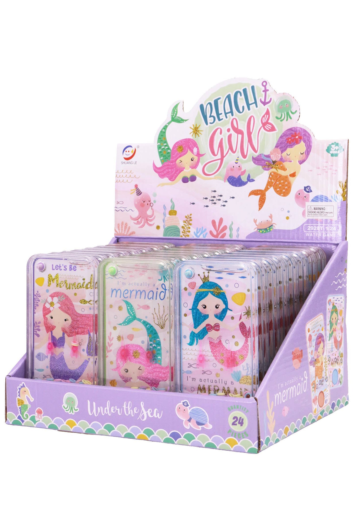 Glittery Mermaid Handheld Water Game - 24 Pcs