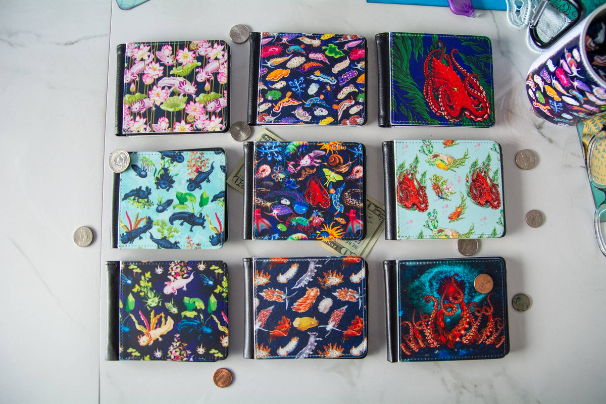 Giant Pacific Octopus in a Kelp Garden small wallet