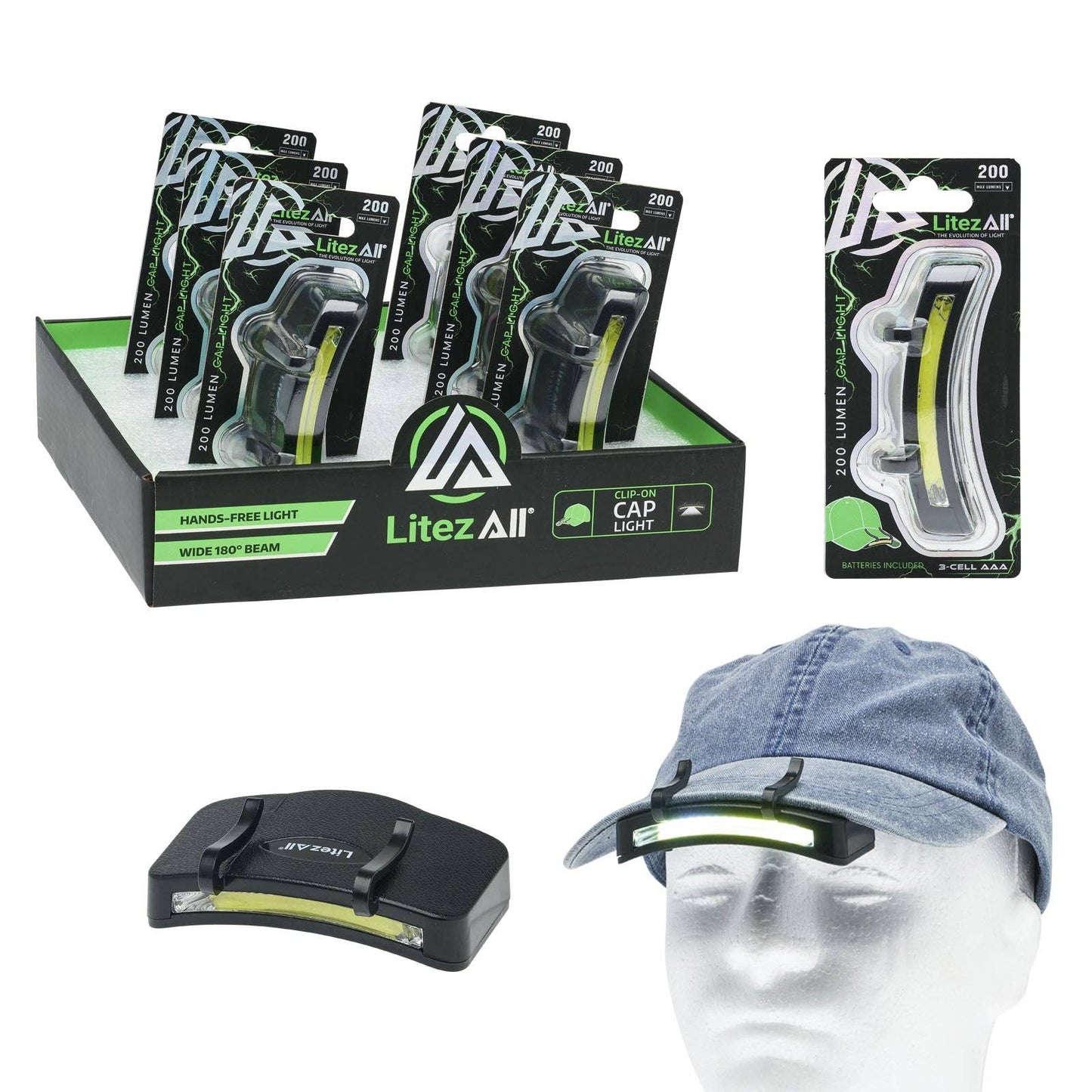 LitezAll 200 Lumen Clip On Cap Light