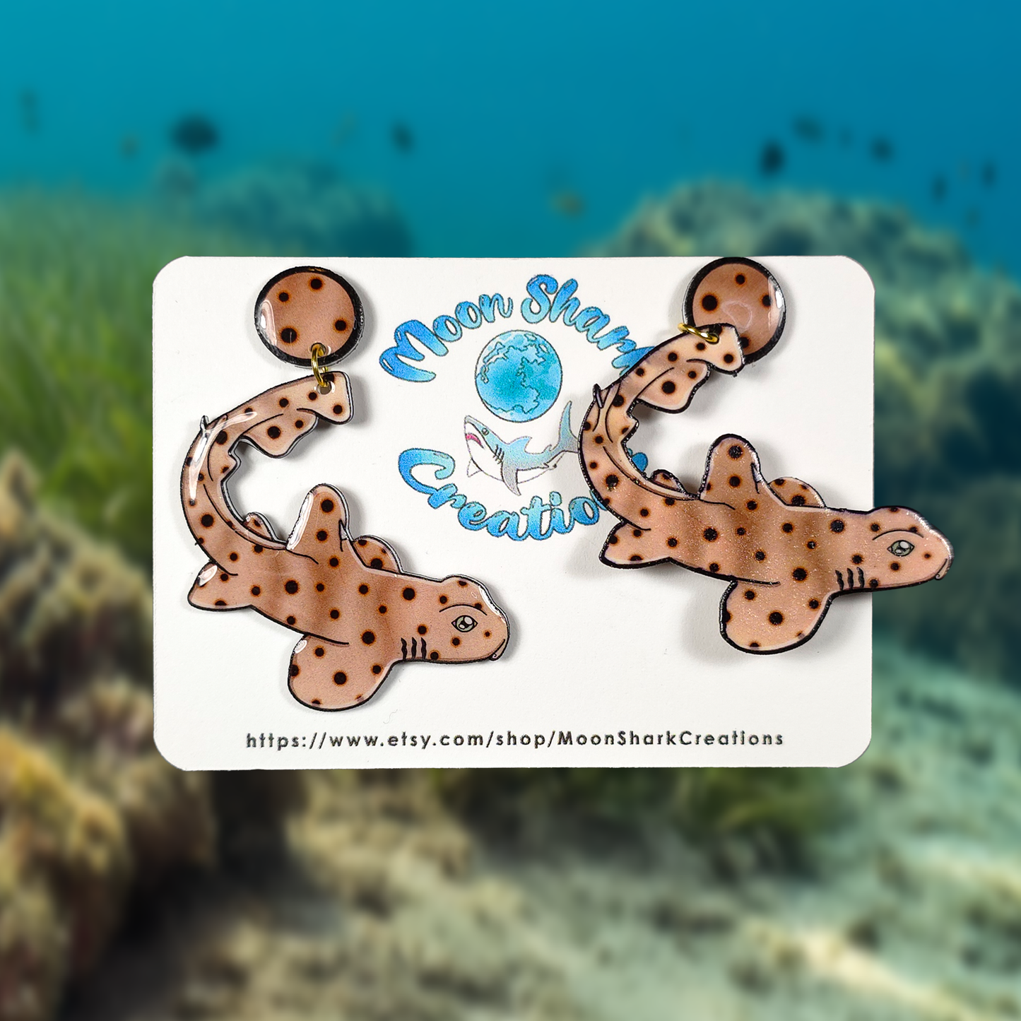 Horn Shark UV Resin Earrings | Ocean Marine Biology