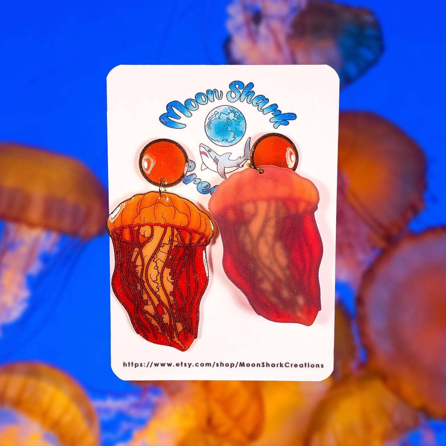Moon Jellyfish Shrink Plastic UV Resin Earrings