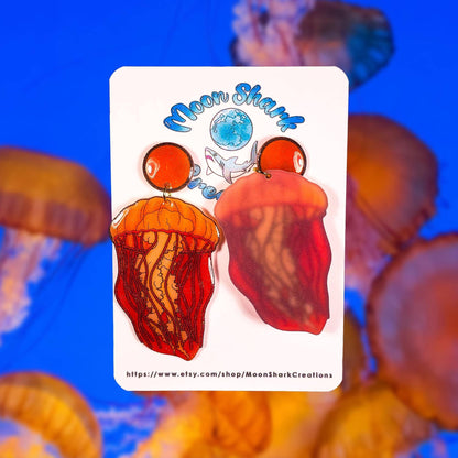 Moon Jellyfish Shrink Plastic UV Resin Earrings