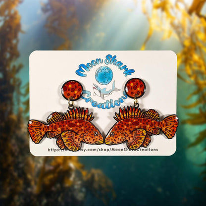 Sculpin Fish UV Resin Earrings | Marine Biology