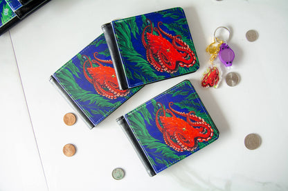 Giant Pacific Octopus in a Kelp Garden small wallet