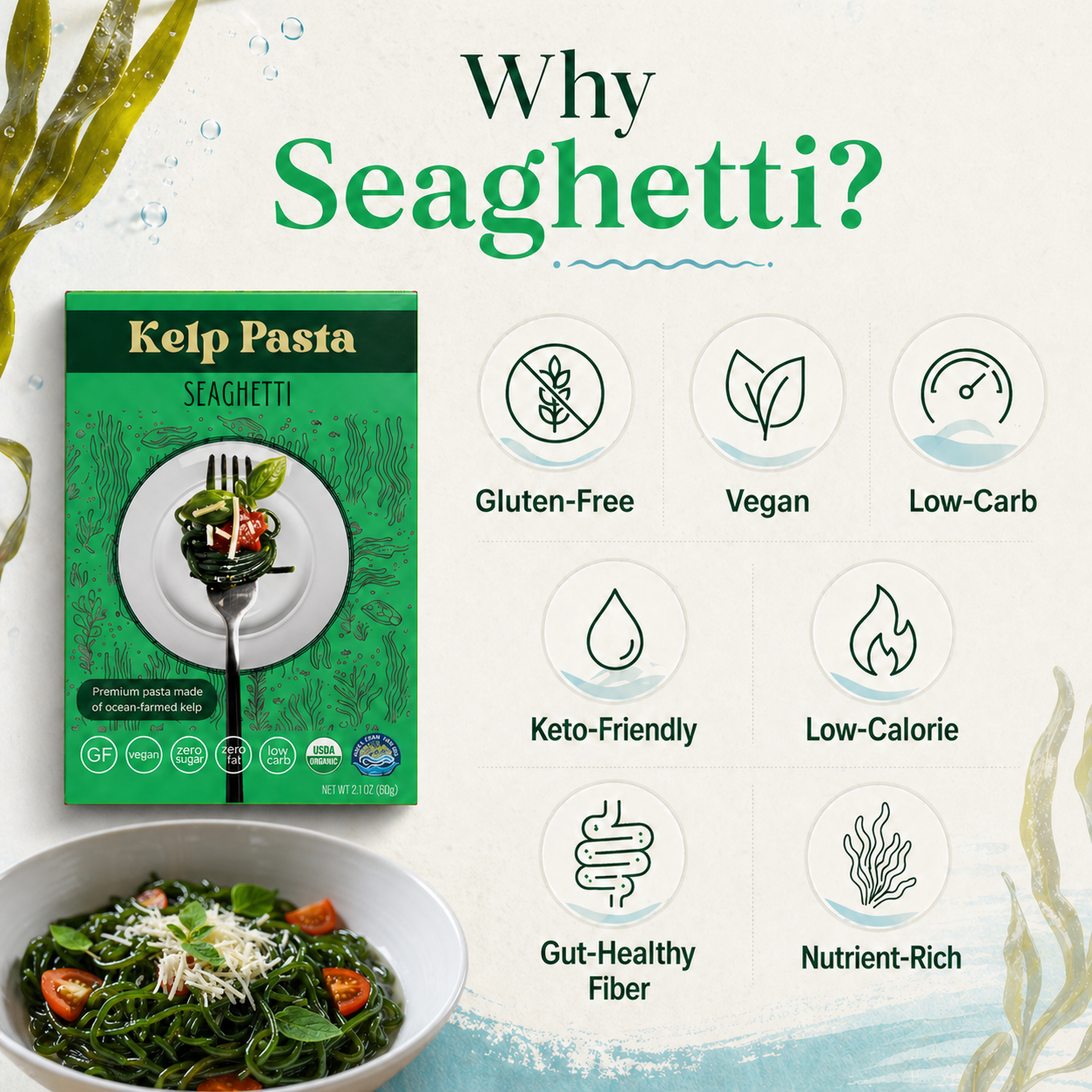 Seaghetti Kelp Pasta - Gluten-Free, Vegan, Organic