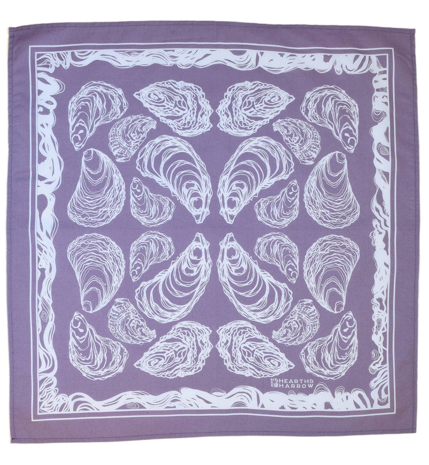 Oyster Bandana - 100% Cotton - Hand Printed - Dusty Purple