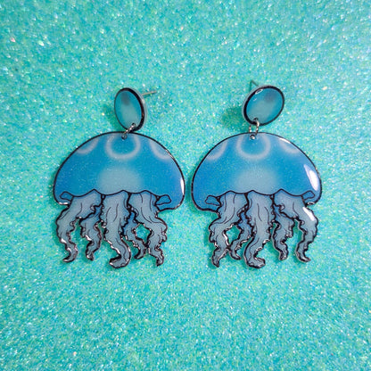 Moon Jellyfish Shrink Plastic UV Resin Earrings