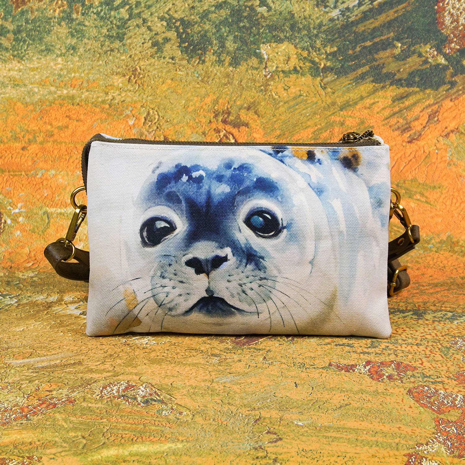 Cute Seal Crossbody Bag - Canvas, Handmade