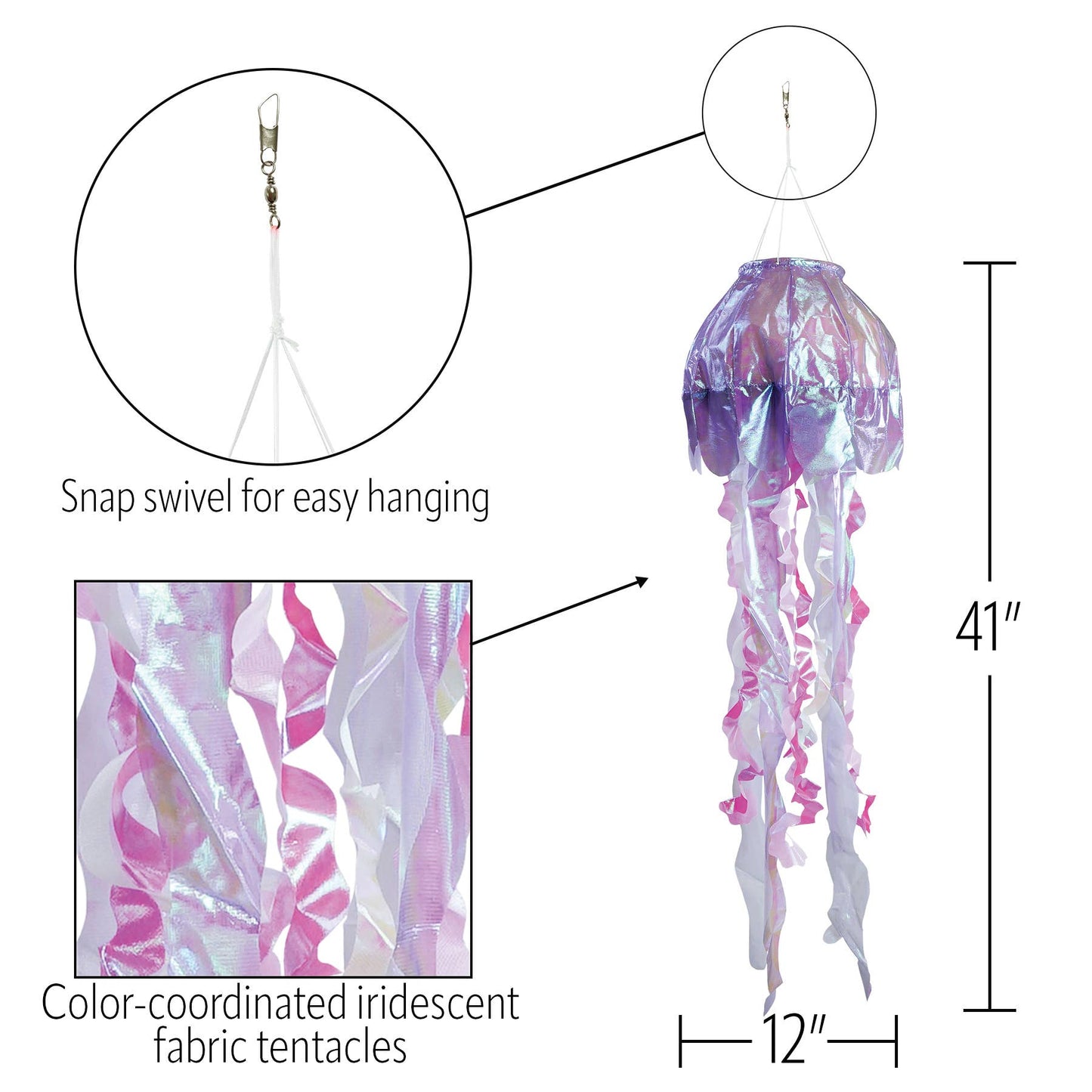 40-inch Purple Iridescent Jellyfish 3D Windsock
