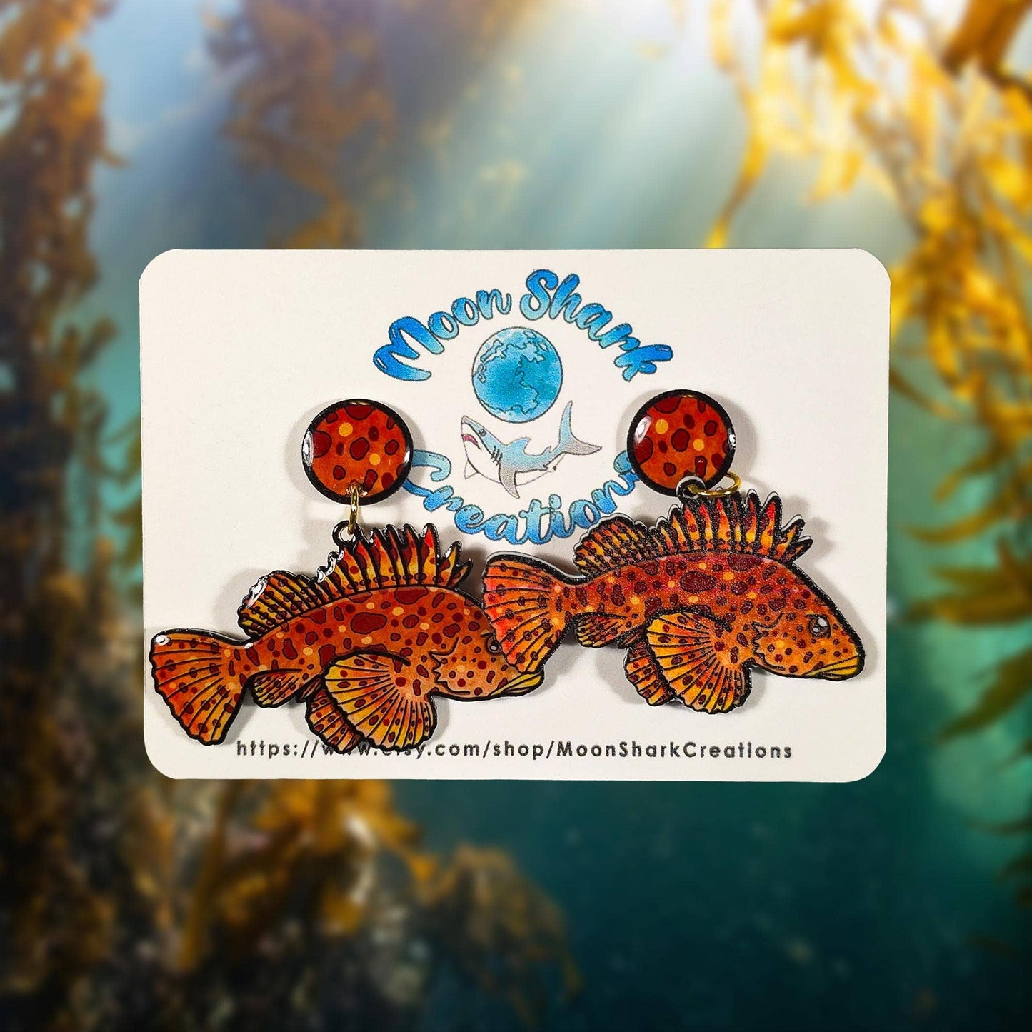 Sculpin Fish UV Resin Earrings | Marine Biology