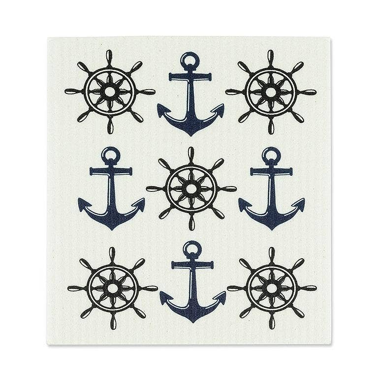 S/2 Anchor Dishcloths-6.5x8"L