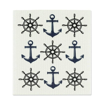 S/2 Anchor Dishcloths-6.5x8"L