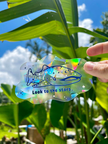 Whale shark starry suncatcher sticker