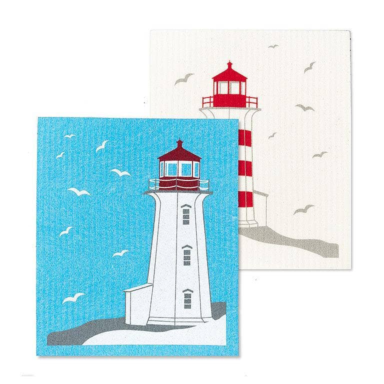 S/2 Lighthouses Dishcloths-6.5x8"L