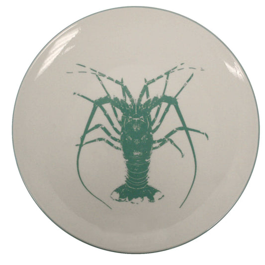 Round Ceramic Teal Blue Lobster Plate