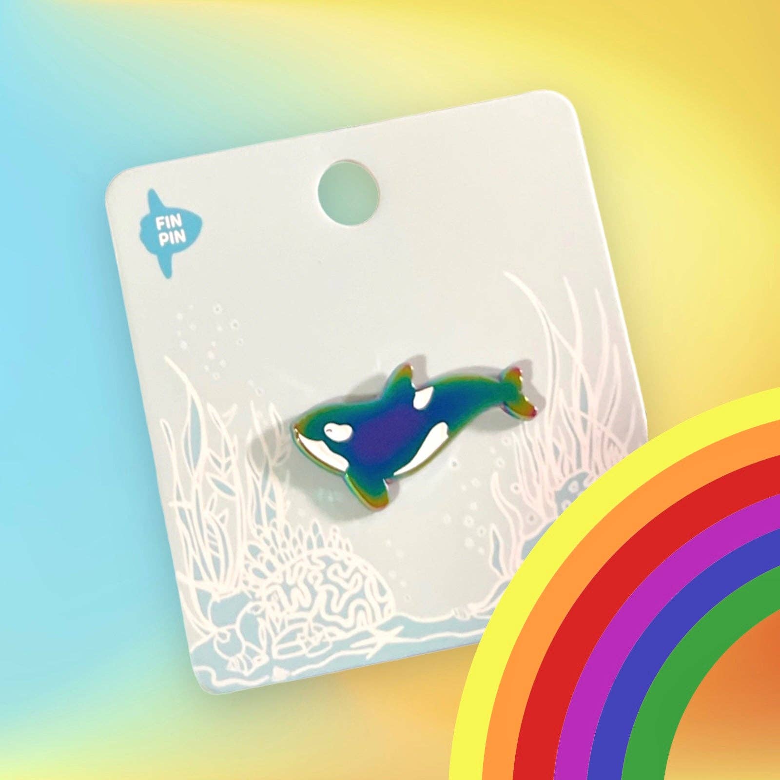 Rainbow Orca enamel pin • Patreon exclusive