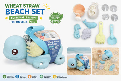 Turtle Wheat Straw Beach Toy Set