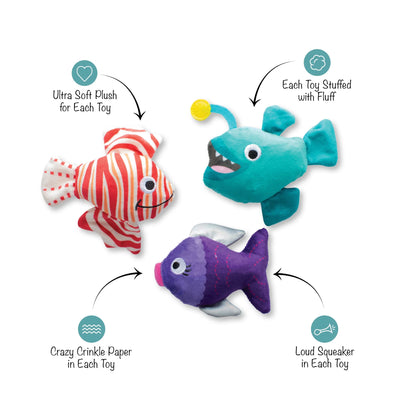 Any Fin Is Possible 3pc Mini Plush Dog Toy Set