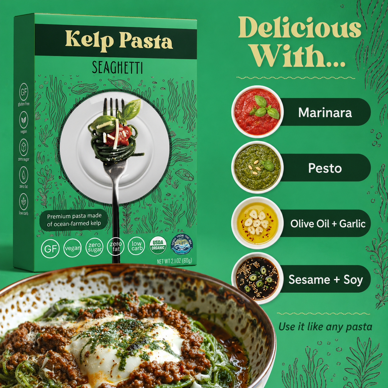 Seaghetti Kelp Pasta - Gluten-Free, Vegan, Organic