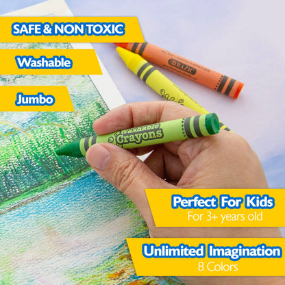 8 Color Jumbo Crayons, for Kids School Coloring