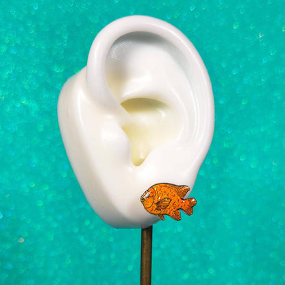 Garibaldi Fish Stud Earrings in Shrink Plastic UV Resin