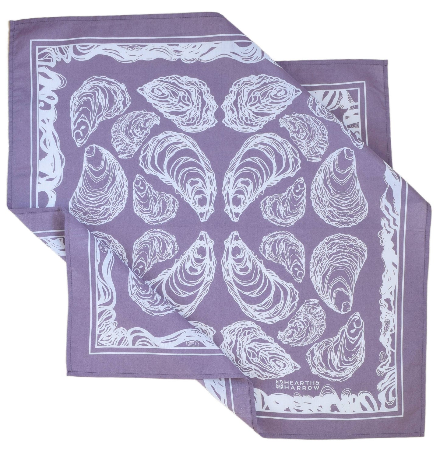 Oyster Bandana - 100% Cotton - Hand Printed - Dusty Purple