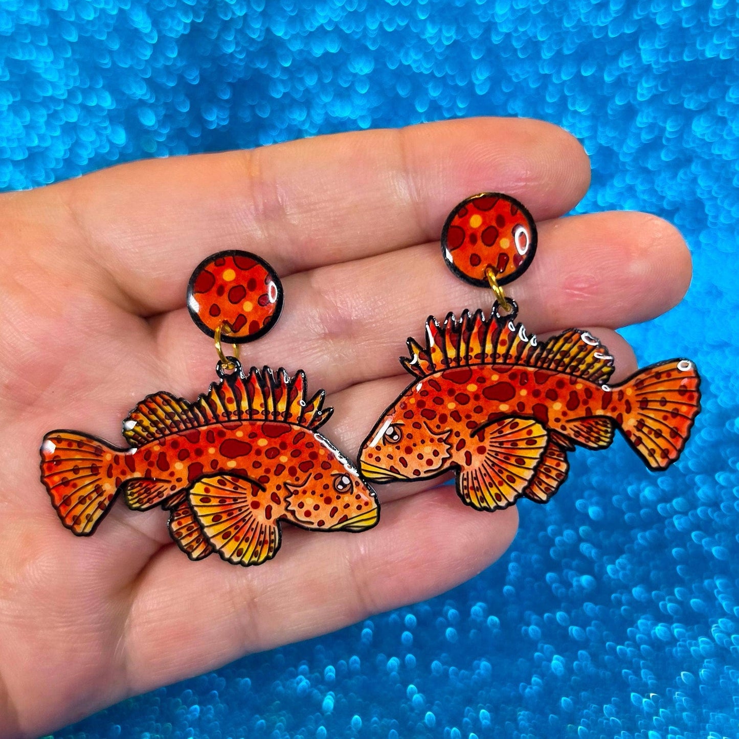 Sculpin Fish UV Resin Earrings | Marine Biology