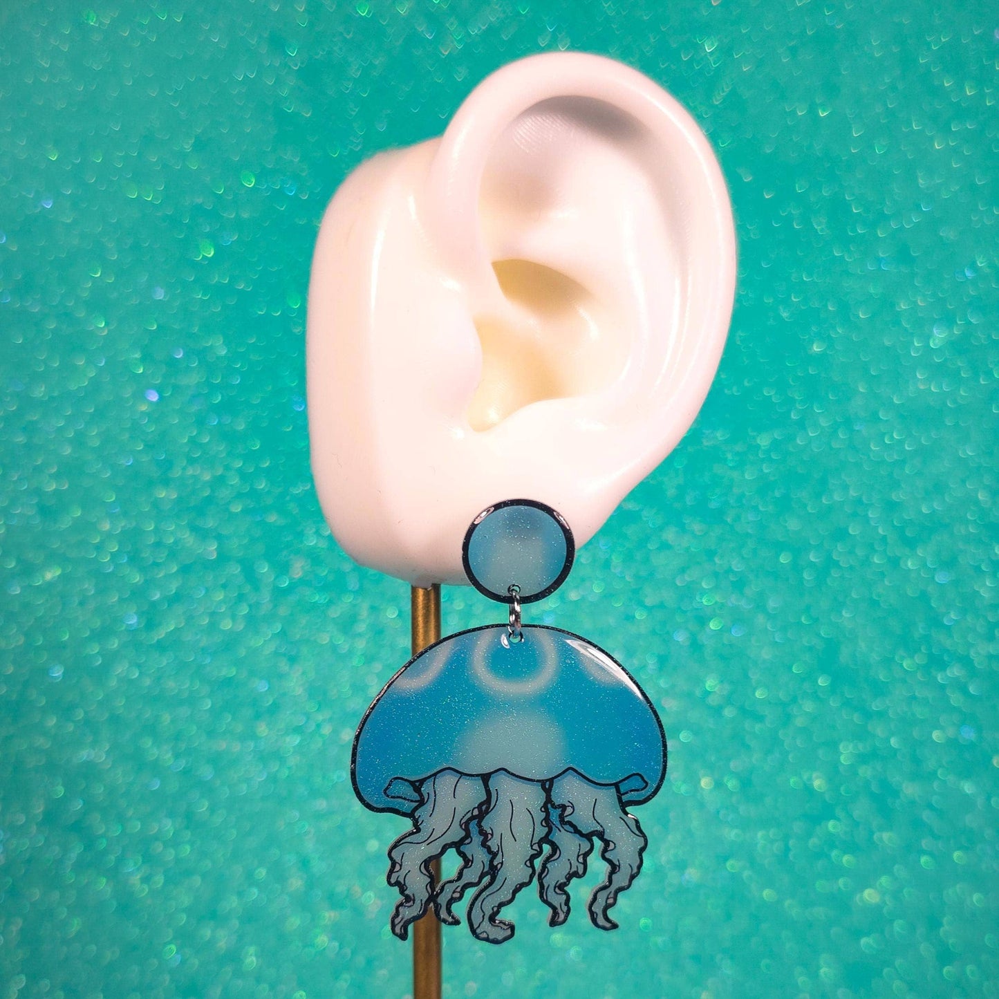 Moon Jellyfish Shrink Plastic UV Resin Earrings