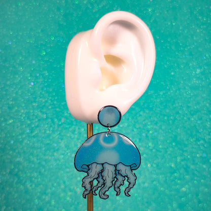Moon Jellyfish Shrink Plastic UV Resin Earrings