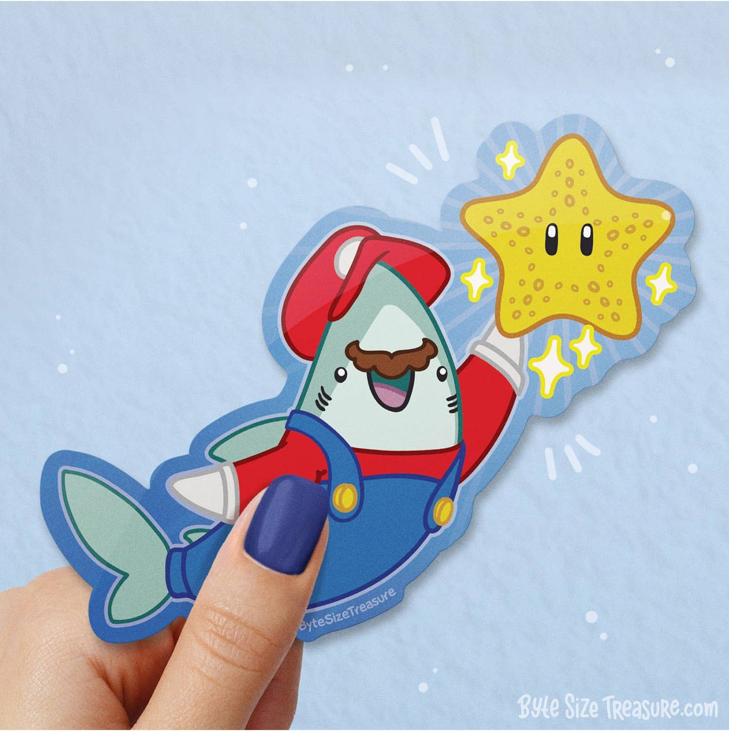 Super Star Mario Shark Vinyl Sticker
