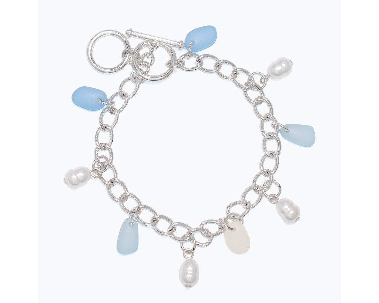 Bracelet-Slvr w Sea Glass & Pearls